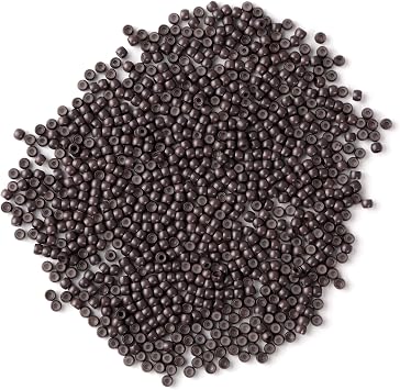 Vlasy Silicone Lined Nano Beads, 3mm Nano Rings, 200 Pcs Brown