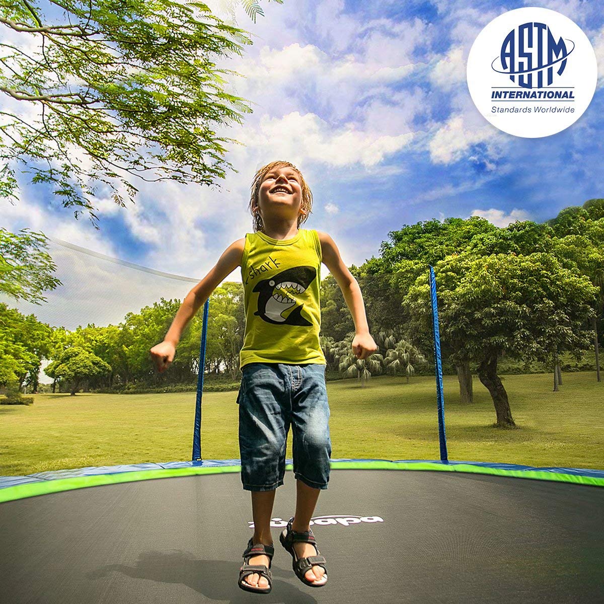 Zupapa 15 14 12 10 8FT Trampoline for Kids with Safety Enclosure Net 425LBS Weight Capacity