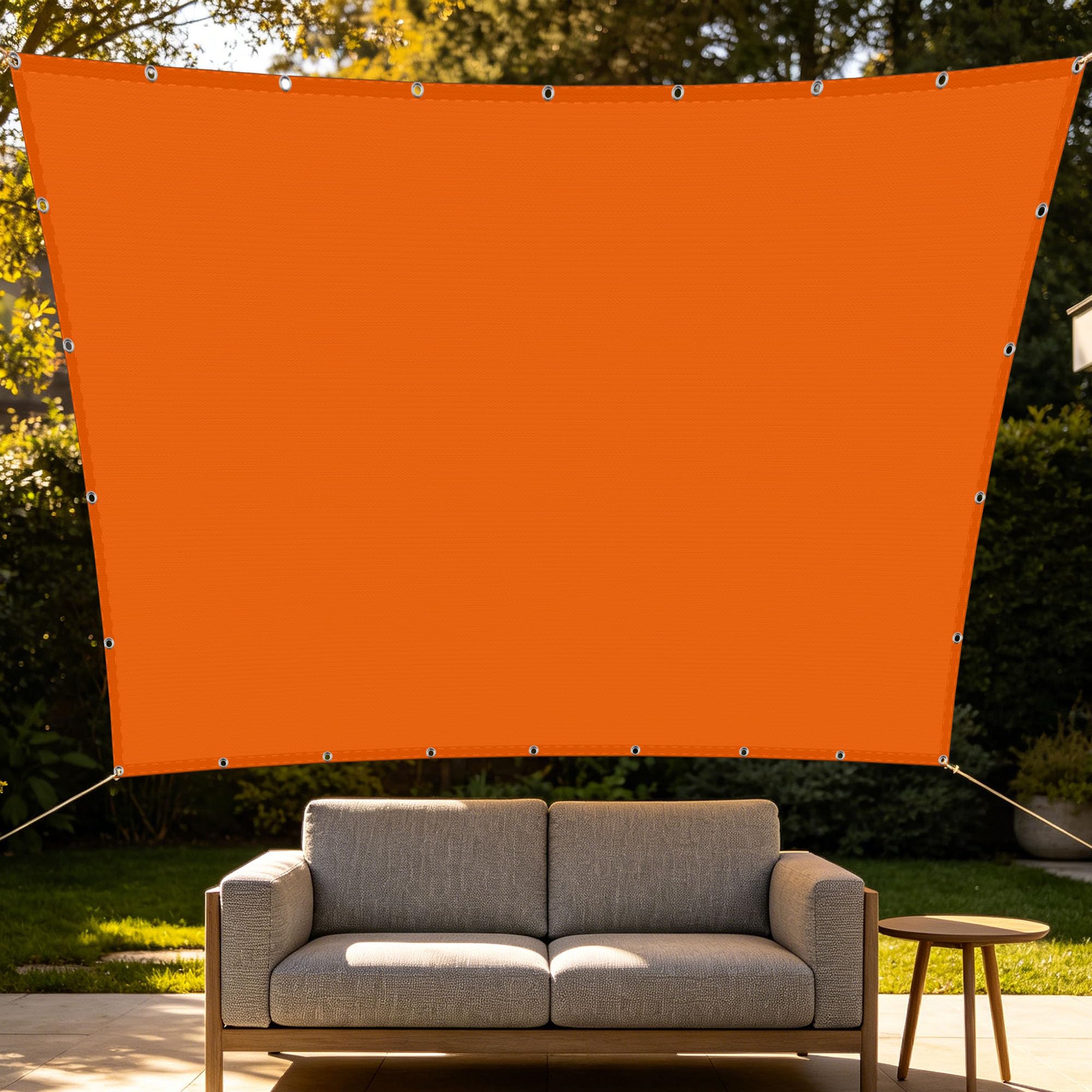 Voile d'ombrage étanche et respirant orange avec auvent protecteur pour extérieur et cour