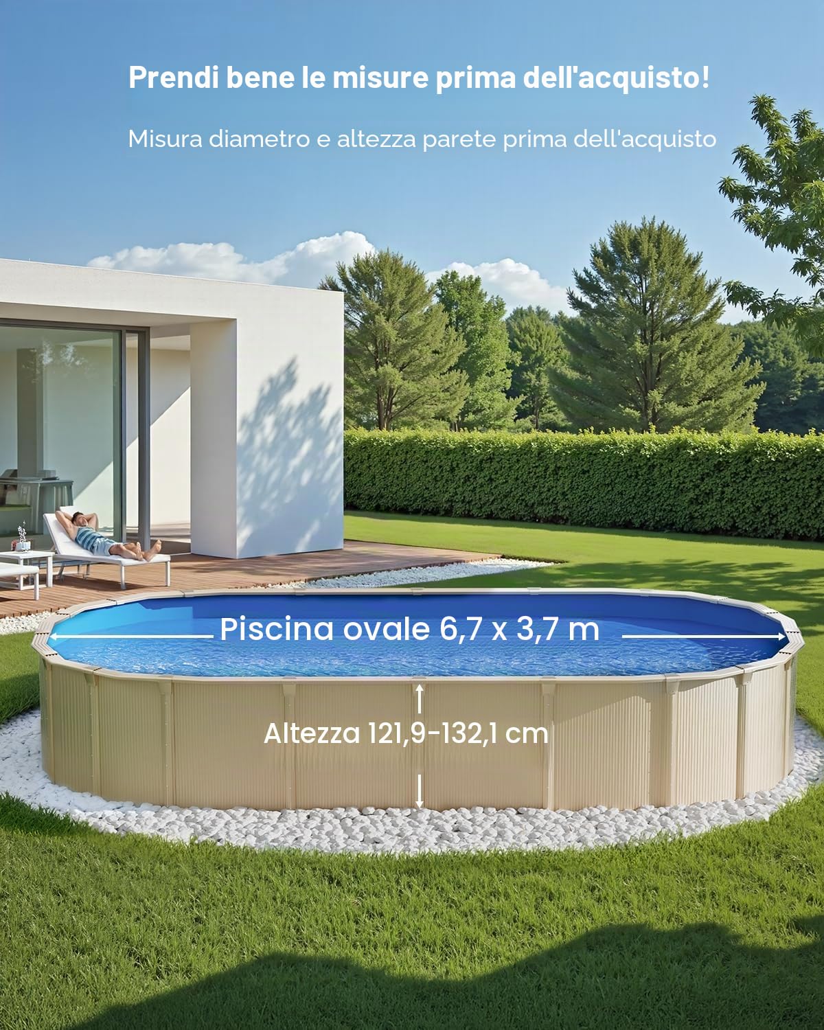 VEVOR Rivestimento per Piscina Ovale per Piscina 22 x 12,3 Piedi, Rivestimento Protezione per Pareti di Piscine Fuori Terra Altezza 52 Pollici Stile Unibead, Rivestimento Piscina in Materiale Vinile