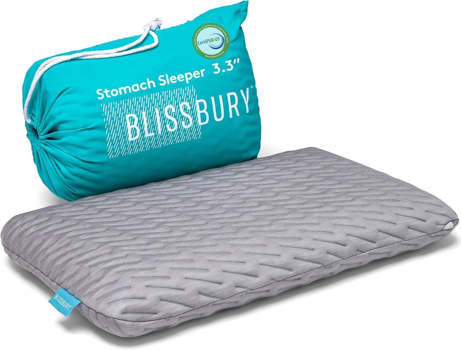 BLISSBURY Stomach Sleeping Pillow - Thin Memory Foam Pillow for Stomach Sleepers | Ultra Thin Pillow for Sleeping | Flat Pillows for Sleeping, Slim Pillow, Stomach Sleeper Pillow | 3.3 Inch Thickness