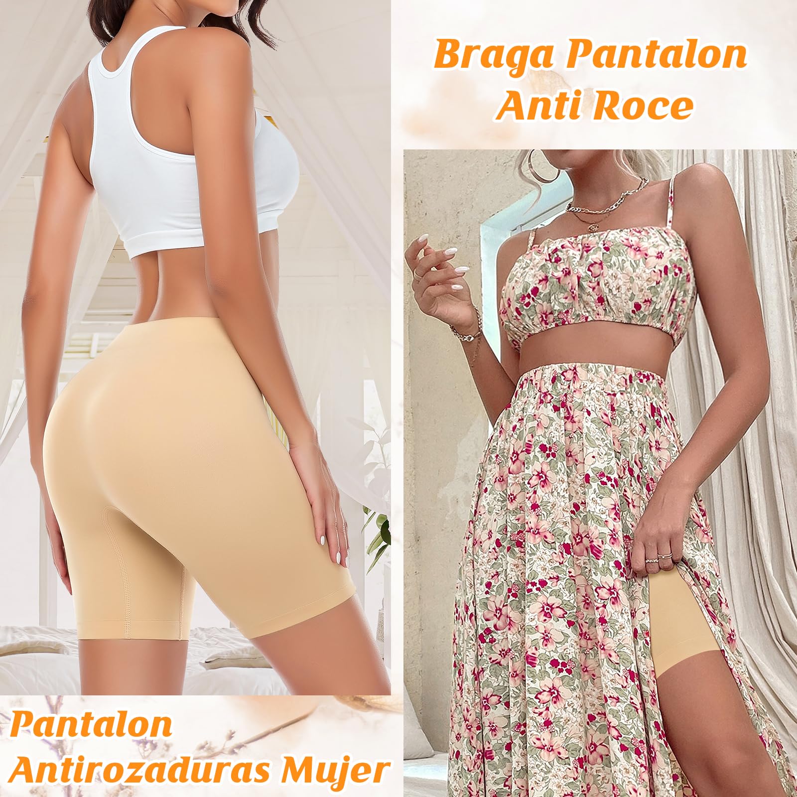 YARRCO Shorts Antirozaduras Mujer Bragas Pantalones Leggings Cortos Boxer Shorts sin Costuras Elástico para Yoga y Ciclismo