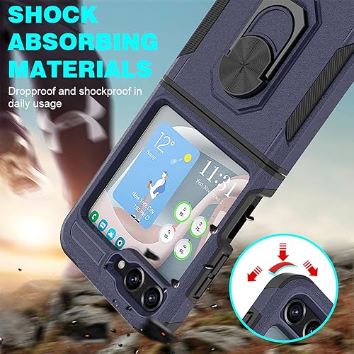 Miniatura 6 de Ailiber Funda para teléfono Galaxy Z Flip 5, funda Samsung Galaxy Z Flip5 con protector de pantalla, soporte de anillo para montaje magnético de