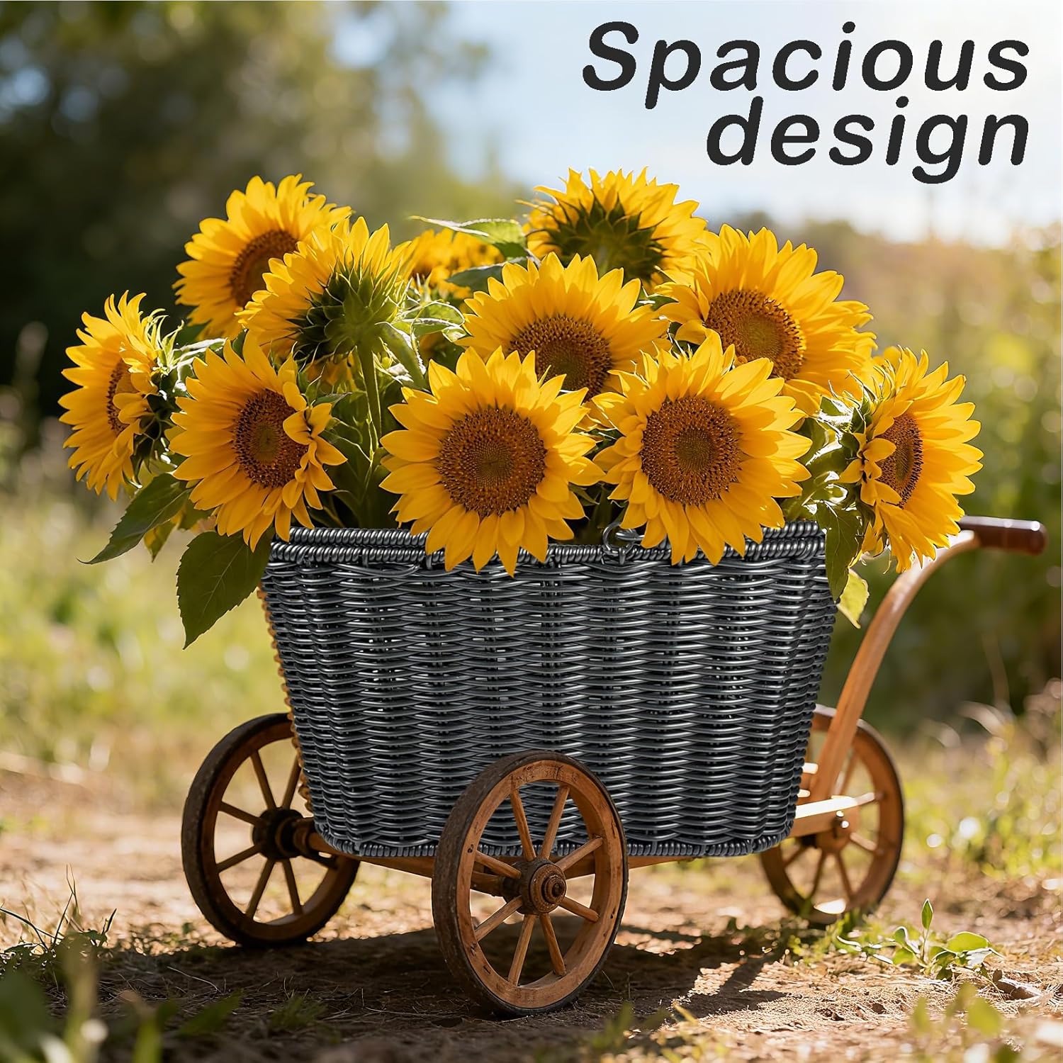 Bike Basket Front,Hand-Woven Bicycle Basket for Adult Bikes with Leather Straps, Easy Detachable,30 * 24 * 19cm