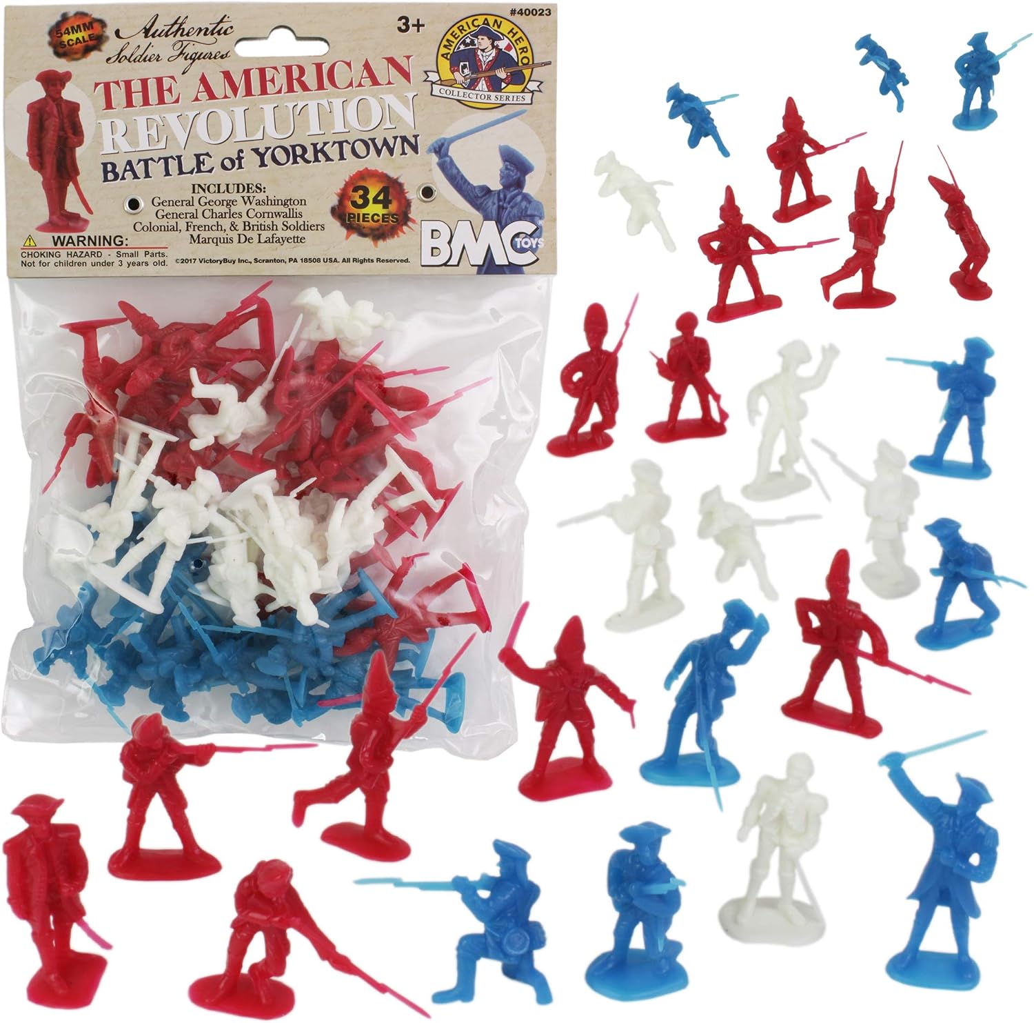 BMC Revolutionary War Plastic Army Men - 34 British, American, French Soldiers
