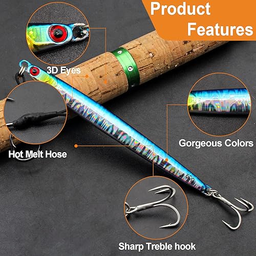 Miniatura 4 de Ghanneey Fishing Jigs Spoon Lures Slow Fishing Lures Vertical Jigging Spoon Slow Fast Pitch Flat for Saltwater Tuna, Grouper, Snapper, Bass, Salmon