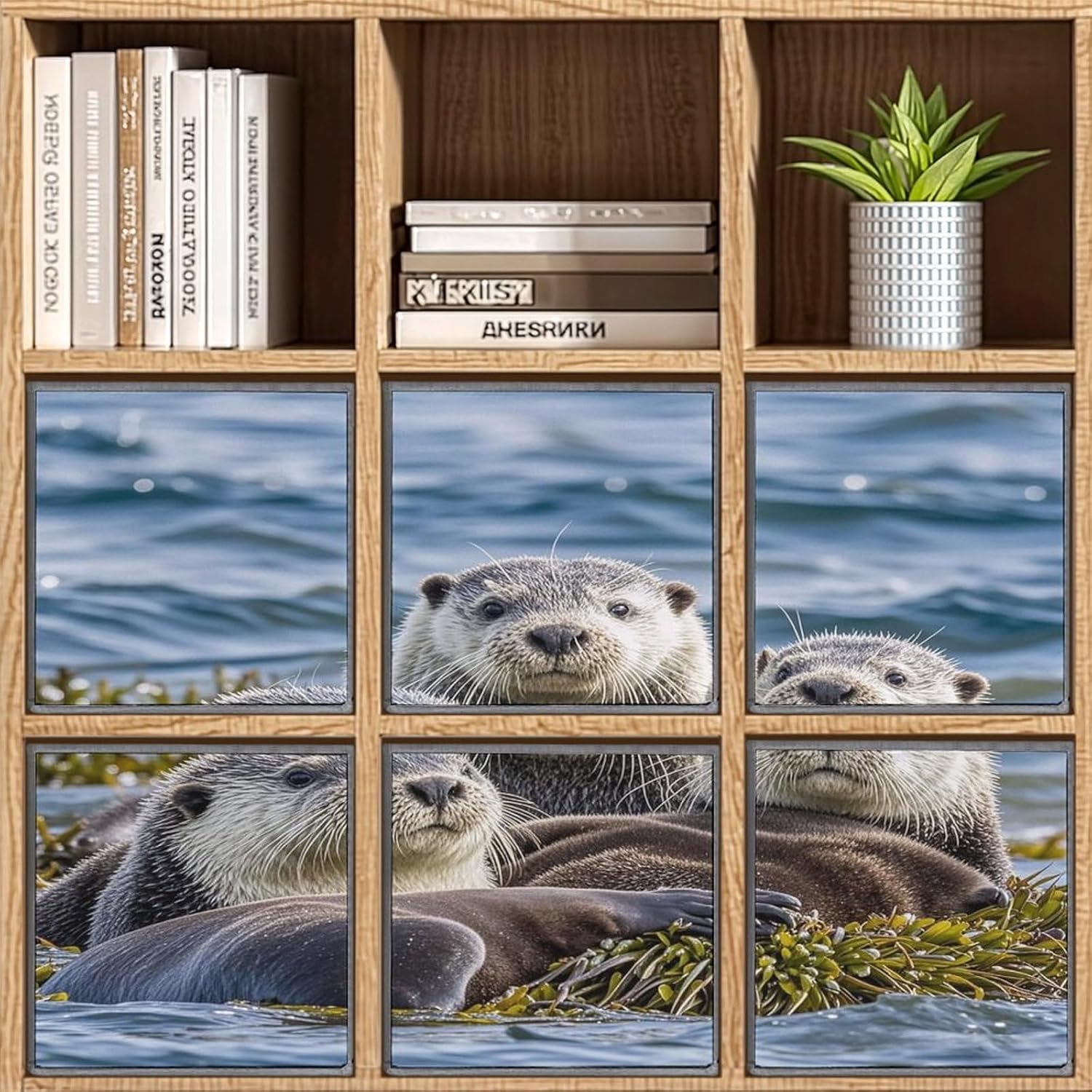 Multi Use Organizer Bins, Sea Otter Family Printed Storage Bins, Foldable Storage Baskets Are Suitable For Bedrooms, Offices, And Cars