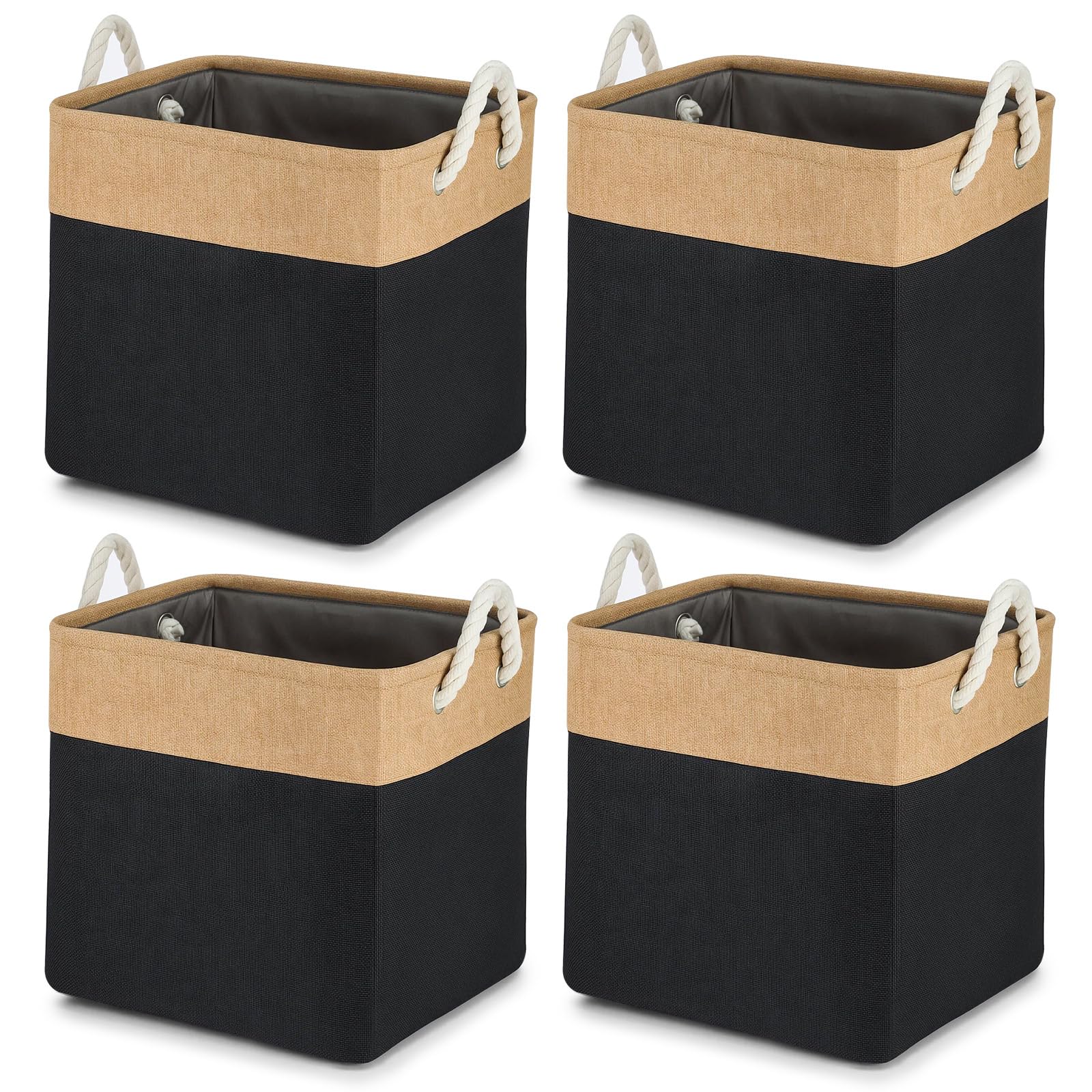 8 Stück Große Aufbewahrungskörbe 28x28x27 cm – Faltbare Stoff Aufbewahrungsboxen mit Griffen, stabile Würfelboxen für Kleidung, Spielzeug & Regale – Organizer für Schrank, Kinderzimmer