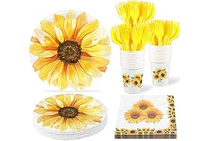 Sunflower Party Plates for 24 Guests