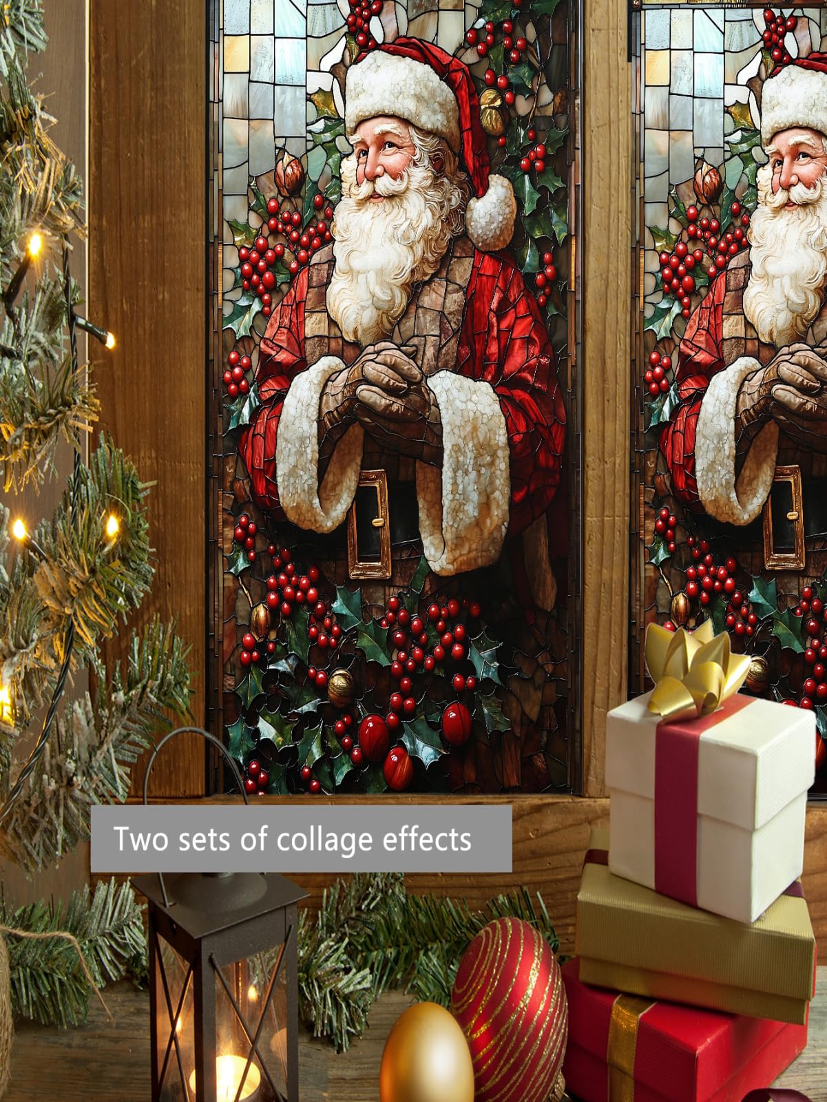 Pellicola Vetri Finestre 45x100cm (3PCS) Babbo Natale Pellicola Adesiva Per Vetri Oscurante,Adesivi Per Vetro Autoadesiva,Pellicole Vetri Anti Uv,Pellicola Privacy Finestre Casa/Ufficio