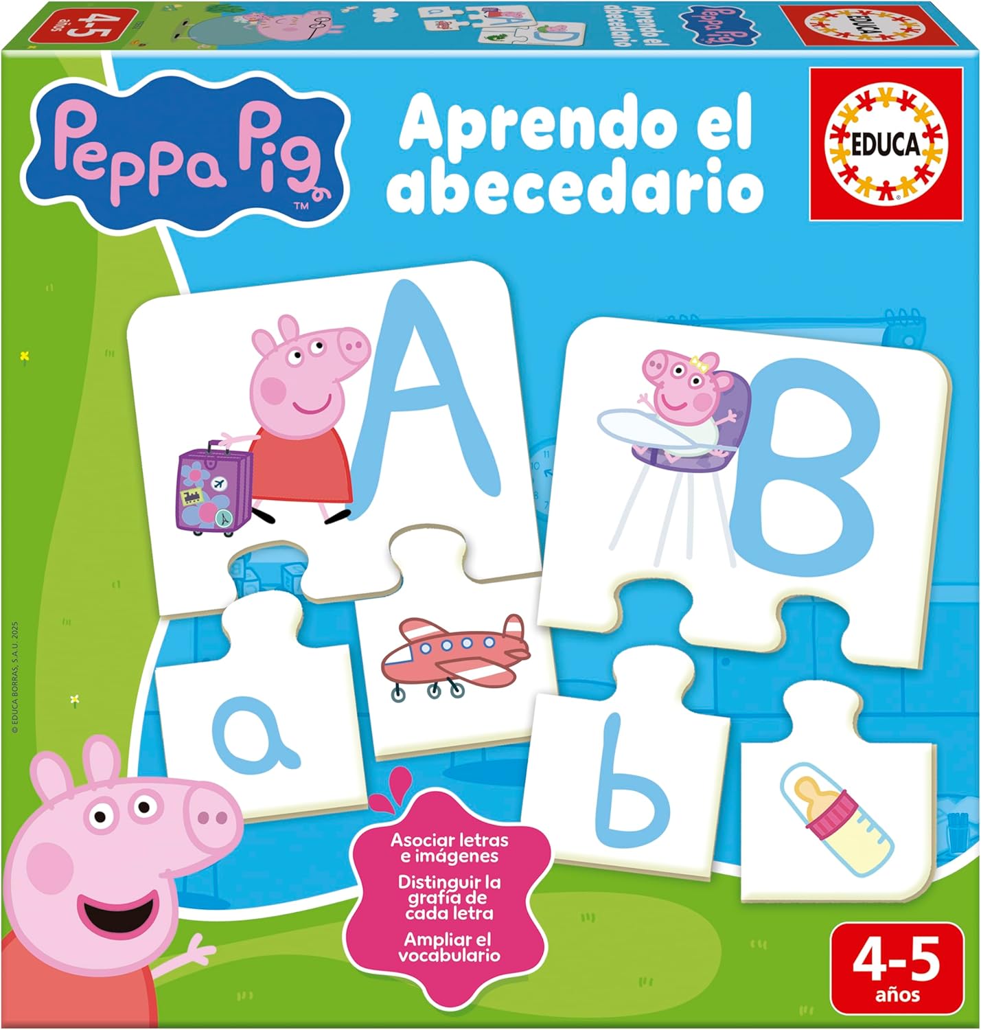 Educa Borras Puzzle, Learn The Alphabet Peppa Pig (15652), Assorted Colour/Model