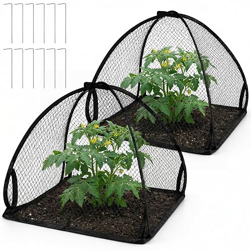 2 Pcs Pop-Up Mesh Plant Cover Tent, 22 Inch Garden