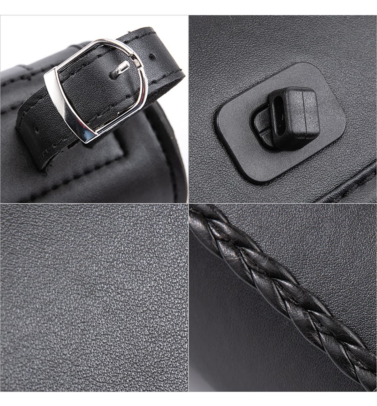 Motorrad Gabel Tasche Mini PU Leder Fahrrad Lenker Werkzeugbeutel Sissy Bar Roll Aufbewahrungstasche (Schwarz A.)