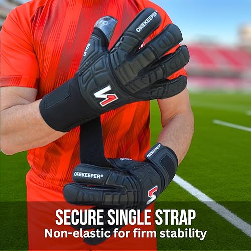 Miniatura 8 de Guantes de portero de nivel profesional sólido blanco o negro para niños, jóvenes y adultos, guantes de portero de fútbol GK  Látex de contacto de