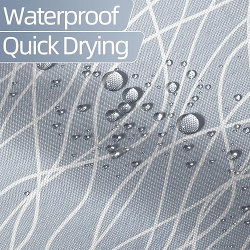 Miniatura 56 de Cortina de ducha pequeña a rayas gris claro degradado para baño, 36 x 72 pulgadas, juego de cortina de ducha geométrica para cabina de RV con Gris