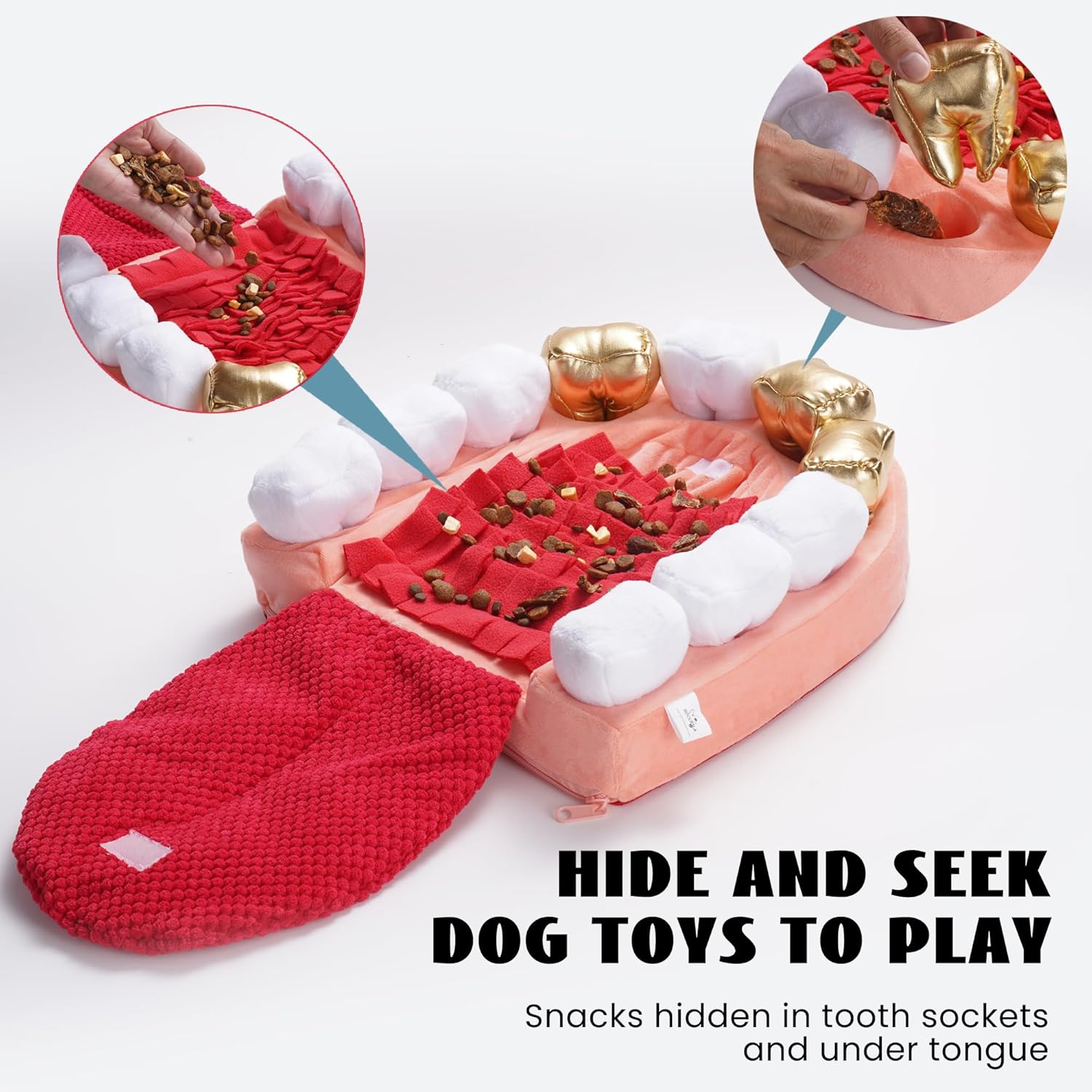 Nocciola Interactive Teeth Dog Toys – Enrichment Puzzle Funny Dog Toy for Small to Large Dogs, Non-Slip Hide and Seek Dog Toys to Keep Dogs Busy