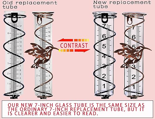 Miniatura 3 de BIUWING Tubo de repuesto para medidor de lluvia de vidrio de 7 pulgadas de capacidad para exteriores, patio, jardín con labio, mejor calificado,