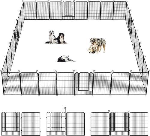 Vista 28 de Corralito para perros, 40 pulgadas de altura, 38 paneles de valla resistente para perros con puerta, corral de ejercicio antioxidante para perros