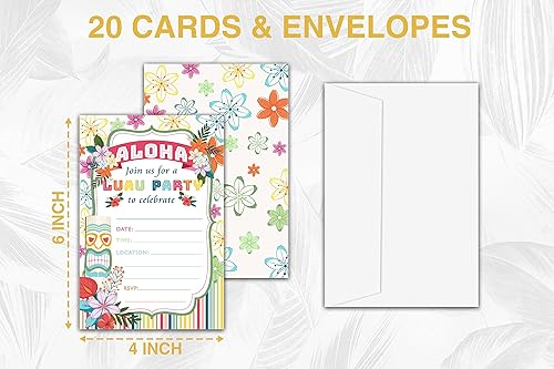 Miniatura 2 de Invitaciones hawaianas para fiestas de verano en la piscina, invitaciones de fiesta tropical Aloha Luau - Completa las invitaciones de fiesta de