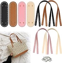 Forhandy 12 Stück Taschenboden Taschenhenkel Set, PU Taschengriffe Taschenboden Schultergurte Set mit Niet 30x10cm für Häkeltasche Stricktasche Umhängetasche DIY Taschen