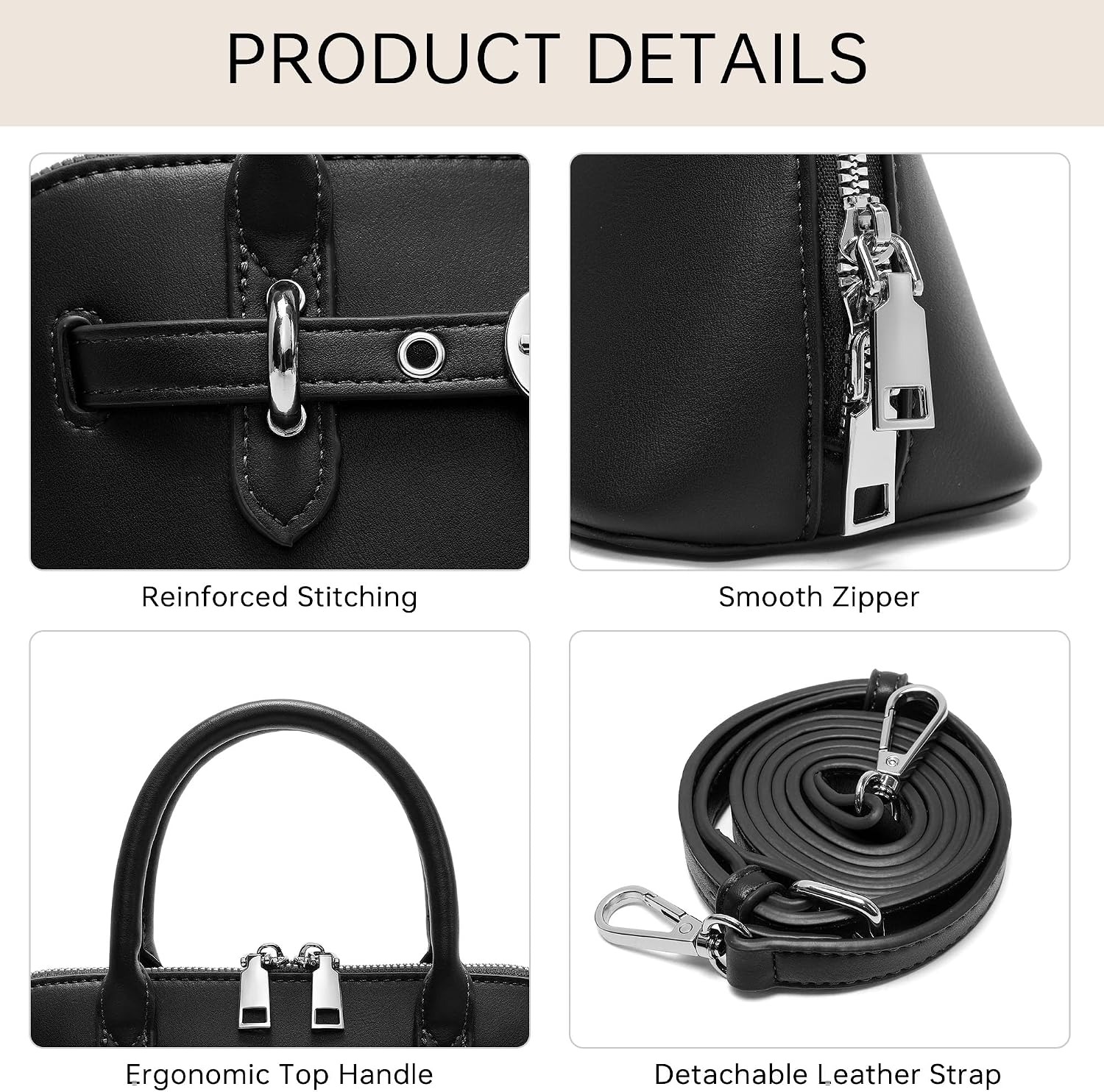 Women's Structured Shell Crossbody Purse | Top Handle Satchel Shoulder Bag with Adjustable Strap