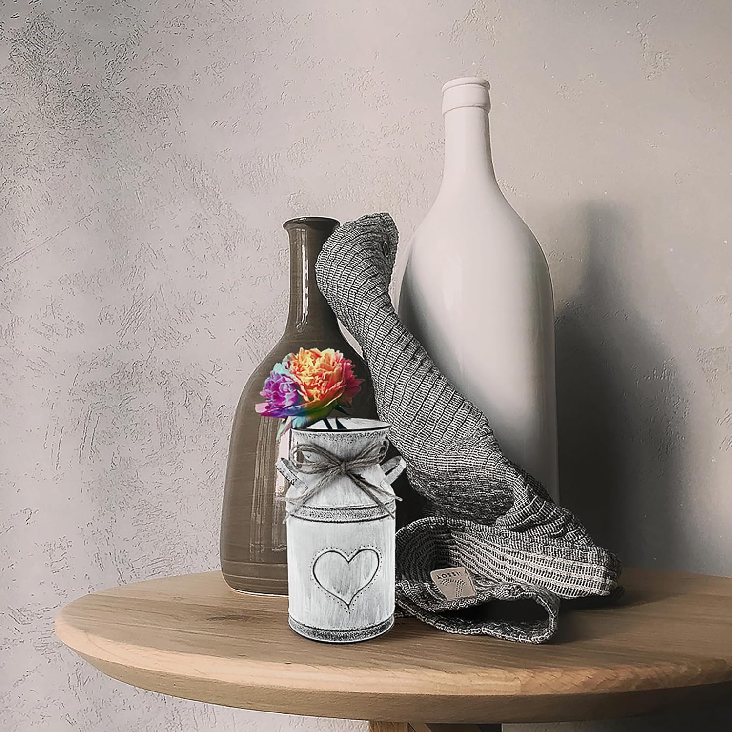 Cabilock Metal Vase Heart Shaped Vintage Watering Can Milk Jug Farmhouse Vase Rustic Floral Arrangement Planter for Decor Indoor and Outdoor Use - Image 2