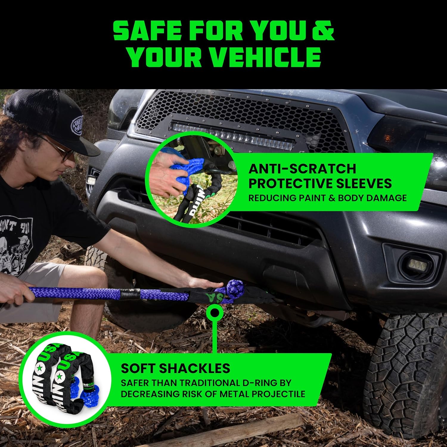 Rhino USA Kinetic Rope Recovery Kit (7/8in x 30ft) - Heavy Duty Offroad Snatch Strap - Includes 2 Soft Shackle for UTV, ATV, Truck, Car, Jeep, Tractor - Image 5