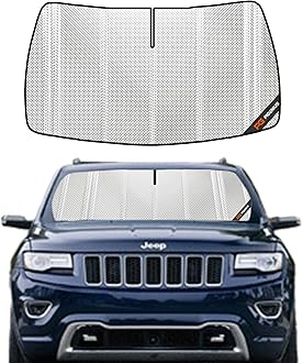Windshield Sun Shade for Jeep Grand Cherokee 2014-2021.Full Coverage Rearview Mirror Shade for Ultimate Protection