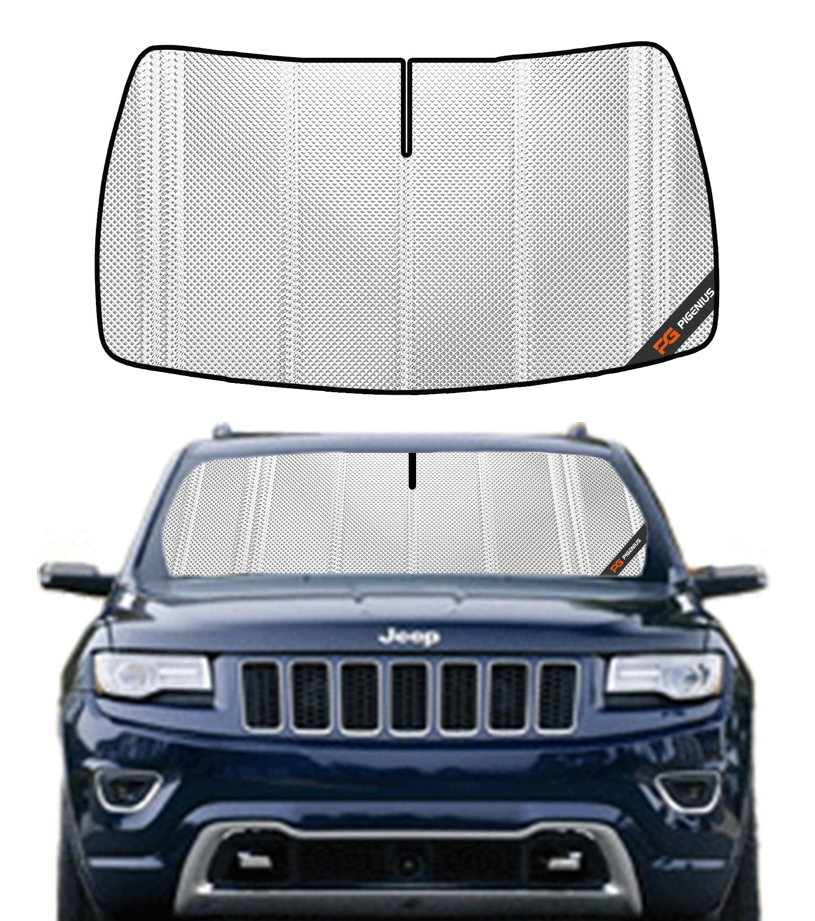PigeniusWindshield Sun Shade for Jeep Grand Cherokee 2014-2021.Full Coverage Rearview Mirror Shade for Ultimate Protection