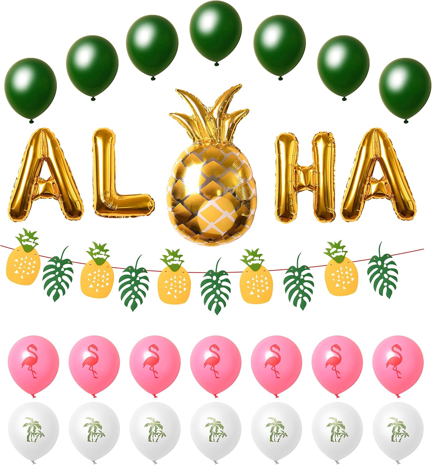 SOLAS Luau Party Decorations with Balloons & Banner. Hawaiian Party