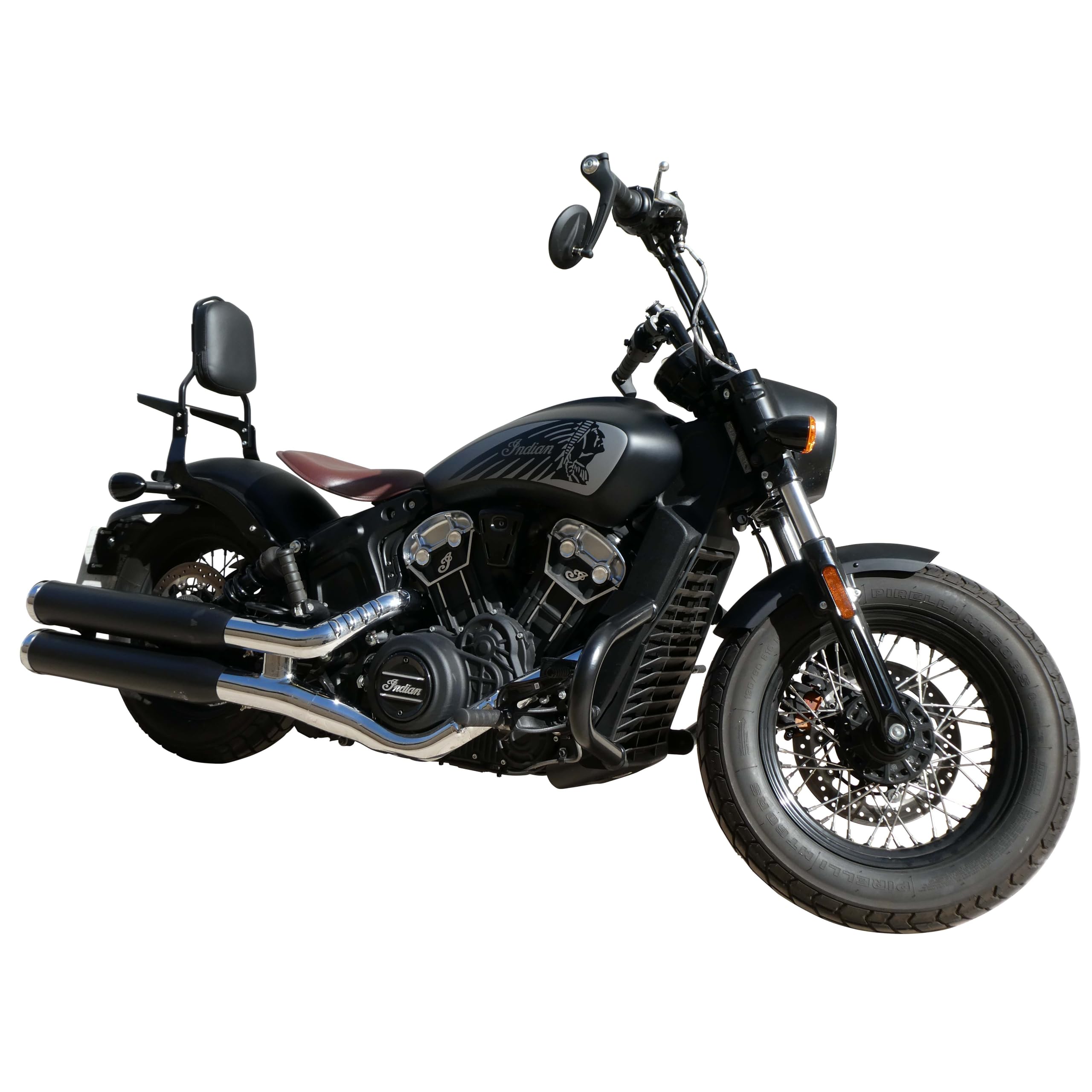 Spaan - Sissy Bar INDIAN Scout Bobber/Rogue (2018-2024), Format Standard, Sans Porte Paquet, Noir
