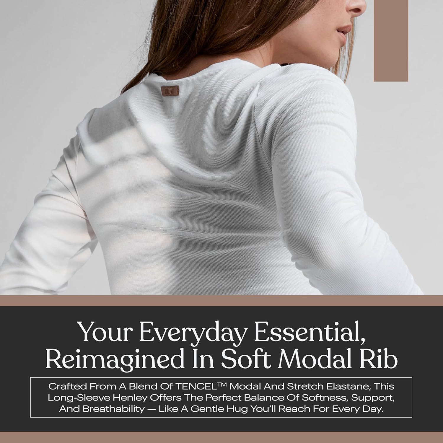 Lunya Soft Modal Ribbed V Neck Long Sleeve Tops for Women - Two-Button Snap Closure - V Neck Long Sleeve Shirts for Women - Image 2