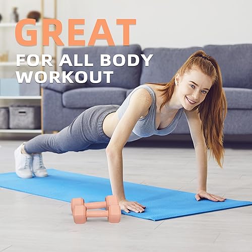 Vista 5 de Juego de pesas para mano de 5/10/15/20/25/36 libras, 5 opciones de colores, pesas libres de ejercicio y fitness, para mujeres y hombres