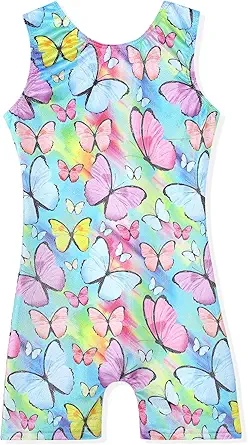 Leotards for Girls Gymnastics Toddler Dance Biketards Mermaid Unicorn Athletic Dance Wear Shiny Rainbow Blue Hotpink