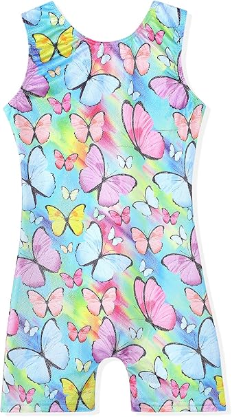 Leotards for Girls Gymnastics Toddler Dance Biketards Mermaid Unicorn Athletic Dance Wear Shiny Rainbow Blue Hotpink