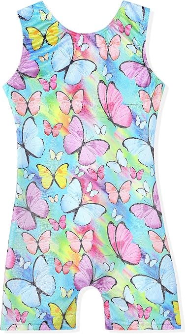 Leotards for Girls Gymnastics Toddler Dance Biketards Mermaid Unicorn Athletic Dance Wear Shiny Rainbow Blue Hotpink