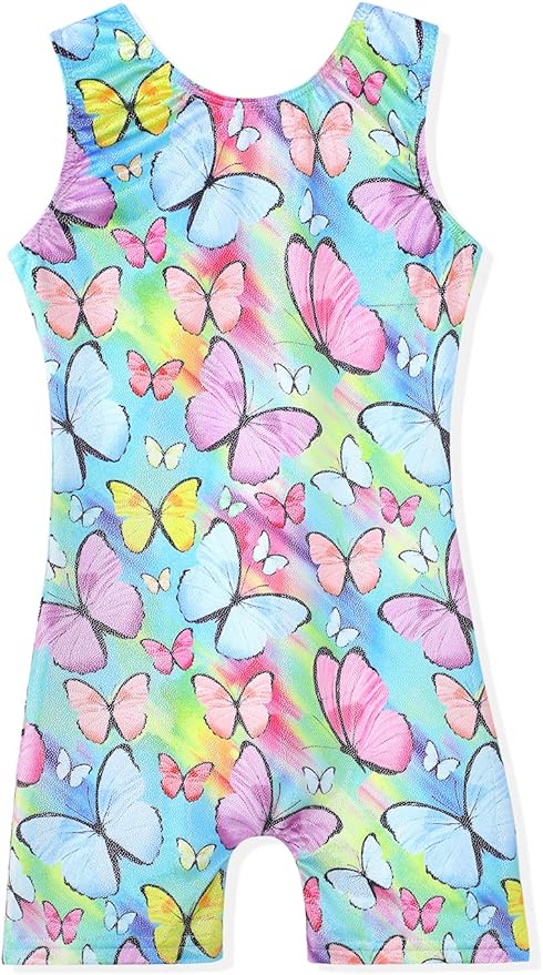 Leotards for Girls Gymnastics Toddler Dance Biketards Mermaid Unicorn Athletic Dance Wear Shiny Rainbow Blue Hotpink