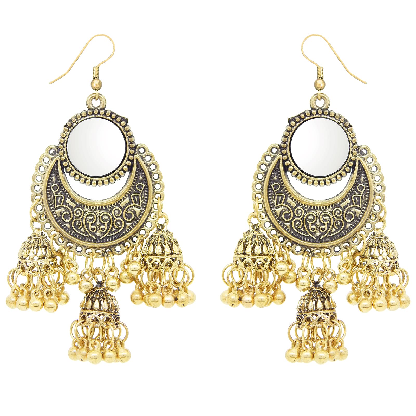 See full amazon price history chart for Fresh Vibes Oxidised Golden Metal Mirror Work Chandbali 3 Jhumki Earrings for Women - Stylish Trendy Party & Daily Use Afghani Boho Ear Rings for Girls Fresh Vibes Oxidised Golden Metal Mirror Work Chandbali 3 Jhumki Earrings for Women - Stylish Trendy Party & Daily Use Afghani Boho Ear Rings for Girls (B09P3YTHQP) Amazon Price History, Amazon Price Tracker