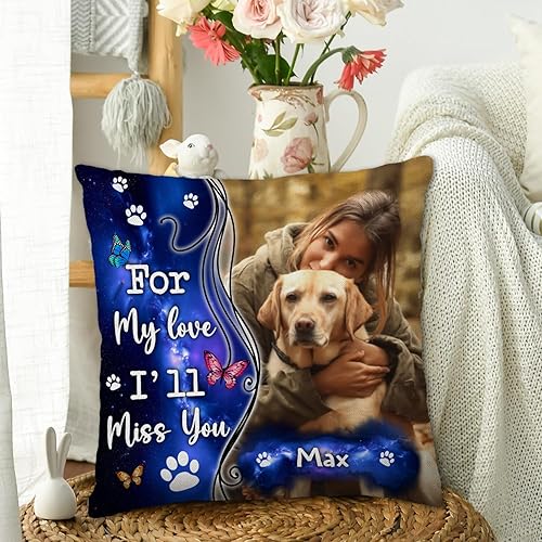 Miniatura 5 de Funda de almohada conmemorativa personalizada para mascotas, regalos conmemorativos para perros, gatos con nombre y foto personalizados, regalo de