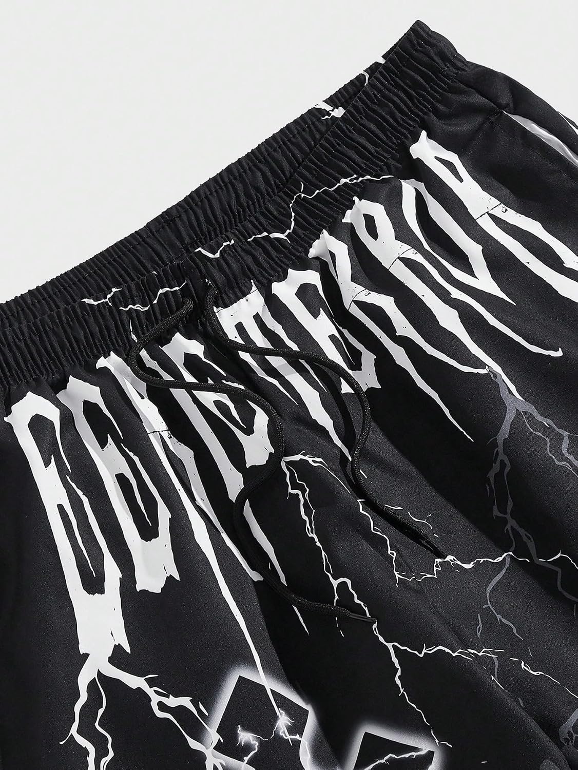 SHENHE Men's Graphic Print Drawstring Waist Shorts Casual Tie Front Straight Leg Shorts
