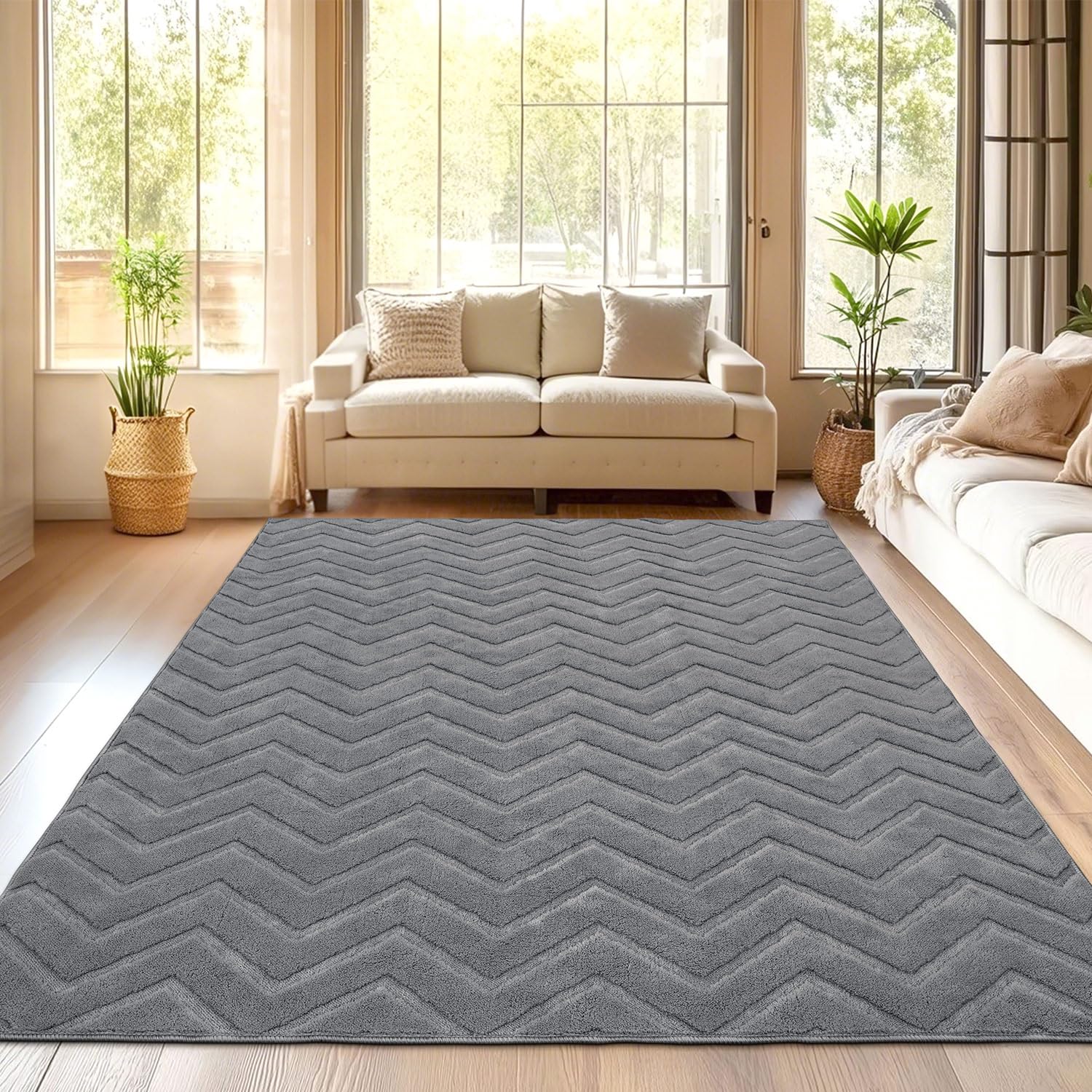 SHACOS Alfombra Salón Moderna Grande Gris 160x230cm Alfombra Bohemia Habitación Suave Antideslizante Tapete para Sala Pelo Corto Alfombra Decorativa para Salón, Habitación, Dormitorio y Comedor