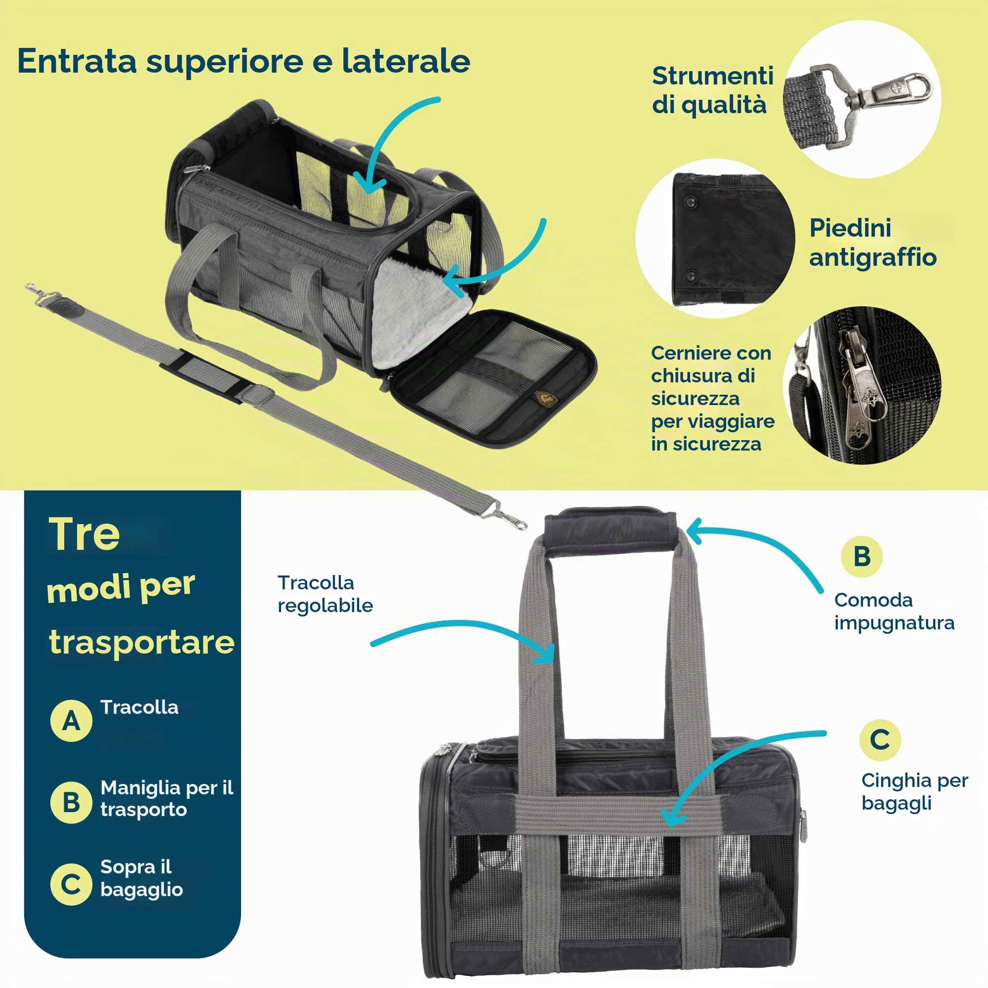 Sherpa Genuine Deluxe Pet Carrier – Compagnia Aerea Approvato e garantito a Bordo – Grigio Antracite, Piccolo