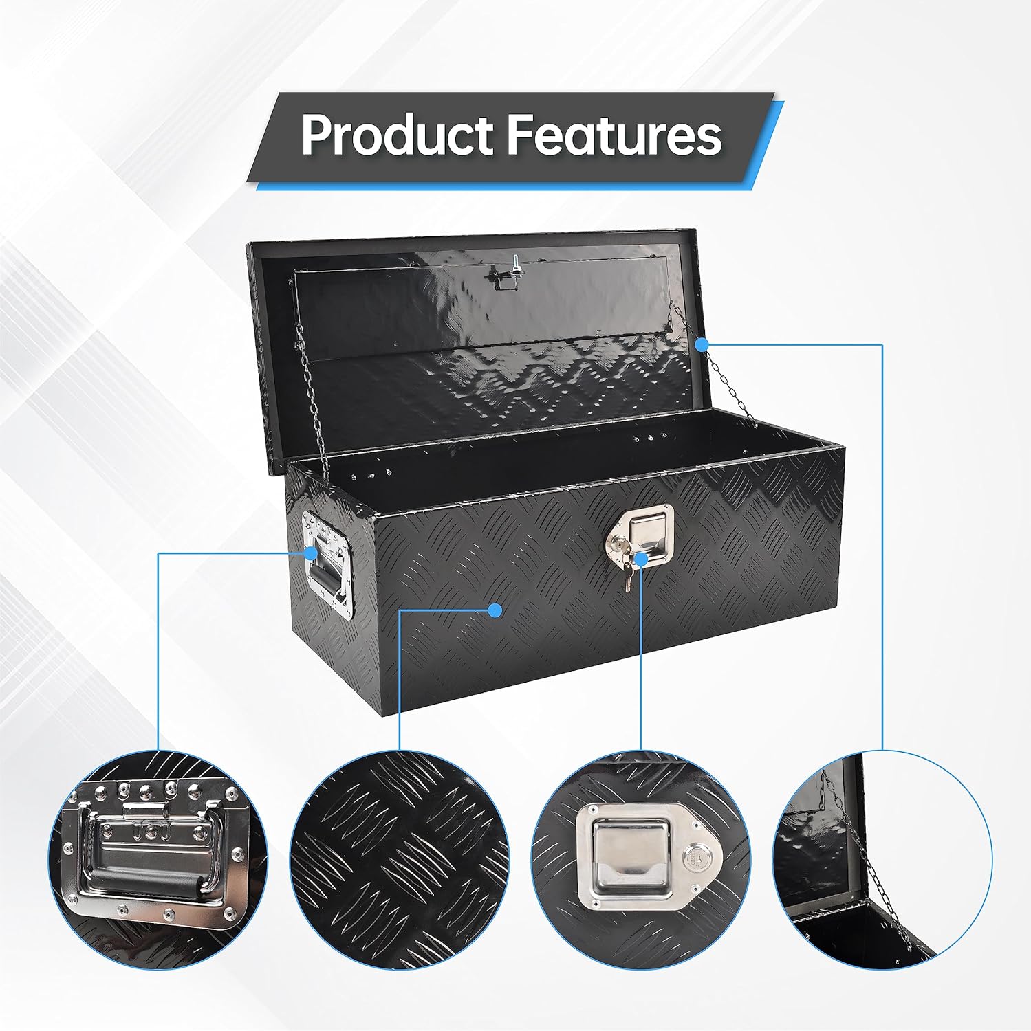 30 Inch Truck Tool Box, Aluminum Heavy Duty Tool Box For Truck With G Lock, 30’’x13’’x10’’,Black