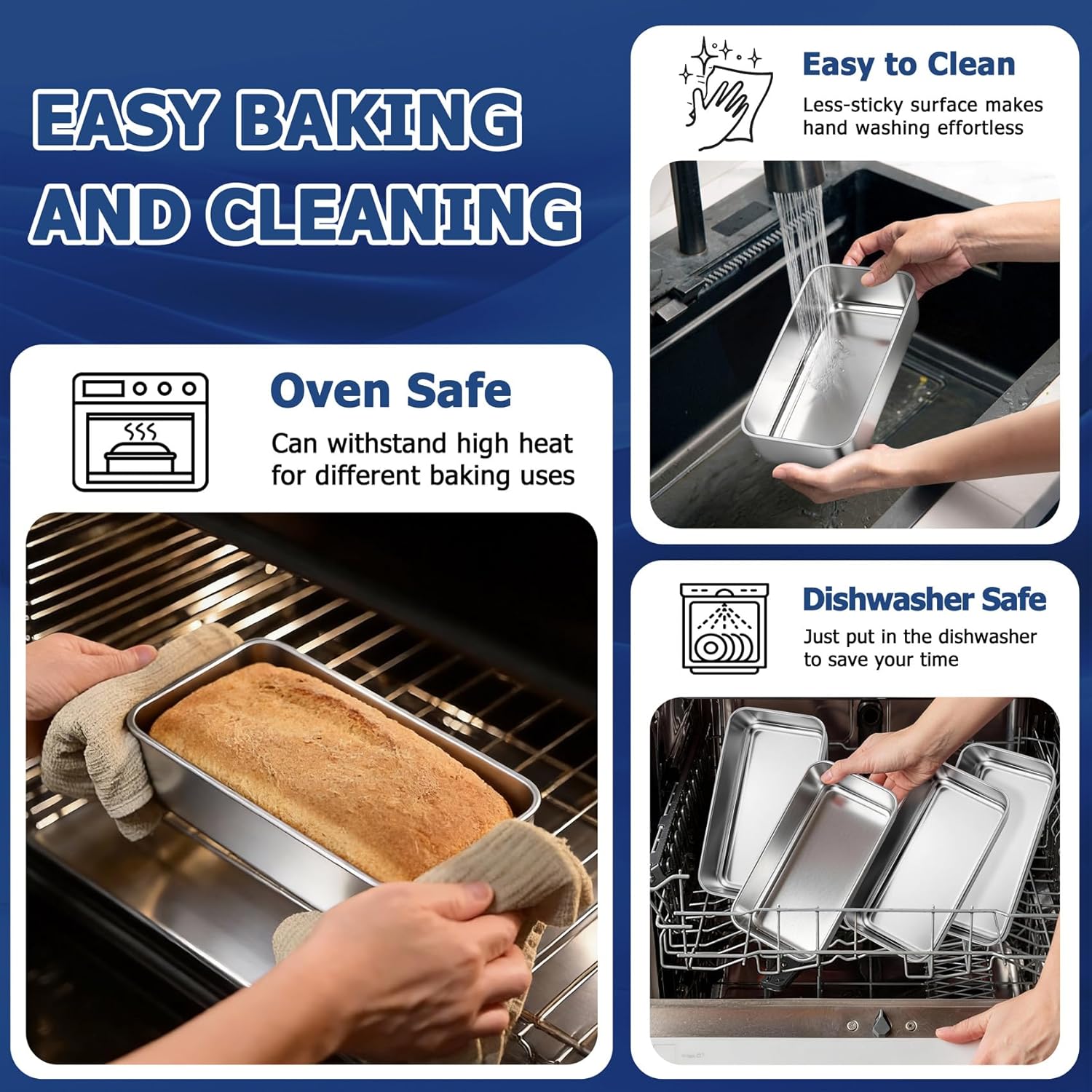 TeamFar Loaf Pans for Baking, 9 x 5 Inch Stainless Steel Loaf Bread Pans Tins for Homemade Bread/Brownies, Healthy & Sturdy, Oven & Dishwasher Safe - Set of 12