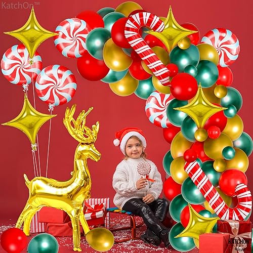 Miniatura 6 de KatchOn, Juego de arco de globos de papel de aluminio de Navidad, paquete de 146  Globos de reno de 48 pulgadas para decoraciones de globos de