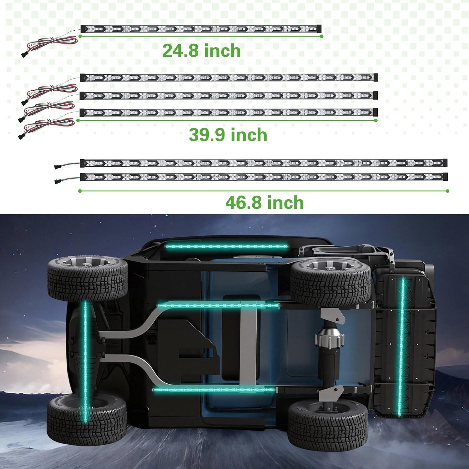 10L0L Golf Cart Underbody Light Kit, Underglow LED Strip for EZGO Club Car Yamaha, 24 Modes Multicolor RGB Music Sync Waterproof, Canopy Lights Optional (6 Pack(4 Underbody and 2 Roof-Fishbone))