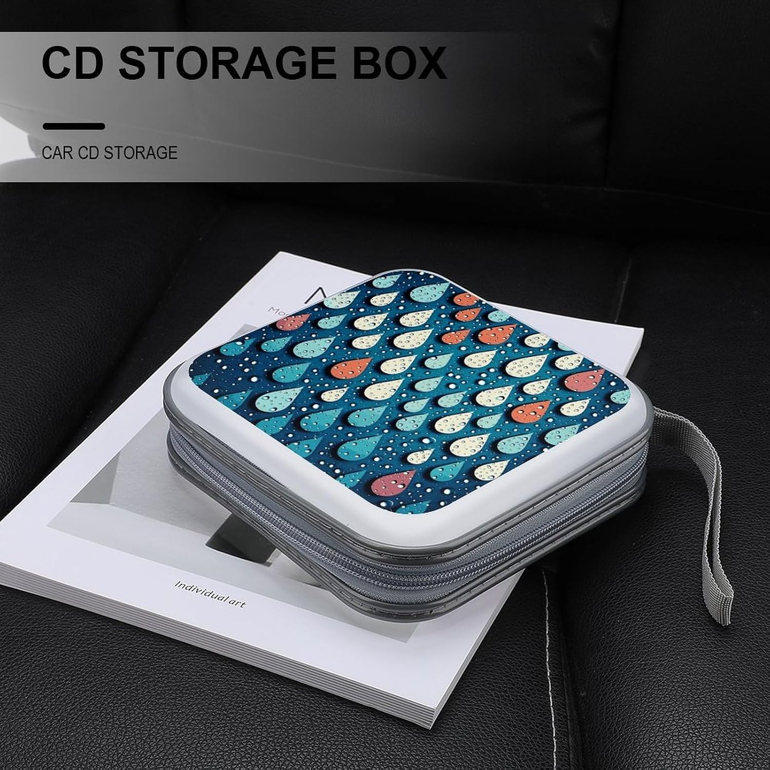 Water Drops Dots DVD Case 40 Capacity Protective Storage Organizer Binder Booklet Album Portable Disc Wallet Car CD Disk Holder Hard Plastic CD Cases CD DVD Case Holder
