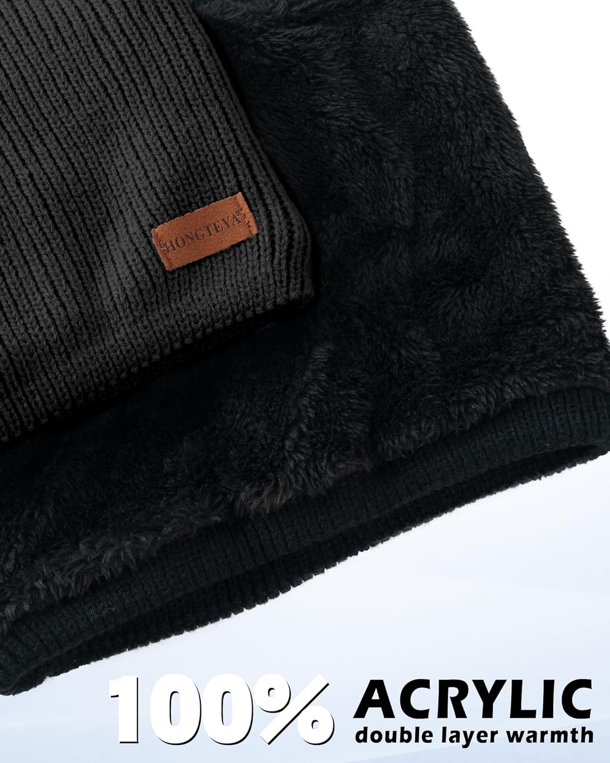 HONGTEYA Neck Gaiters for Men, Winter Neck Warmer Face for Men & Women,Thick Windproof Warm Lined Ski Mask - Image 4