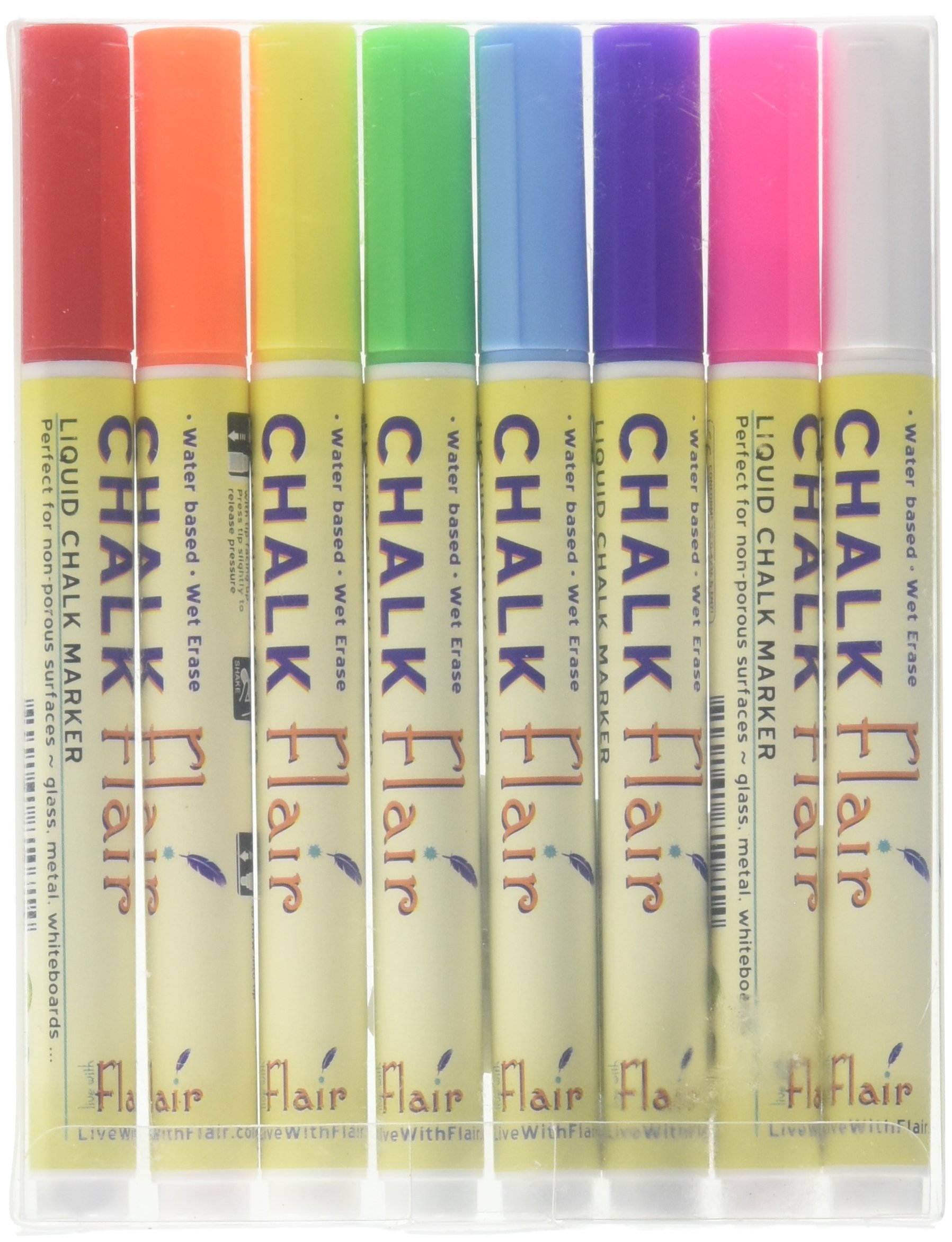 Liquid Chalk Pens 8 Pack | Chalk Marker Pens with Reversible Tip | IDEAL for Bistro, Windows, Glass, Labels, Whiteboards + BONUS Chalkboard Labels