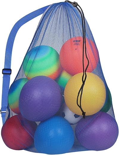 GSE - Borsa a rete con coulisse per palloni sportivi, 76,2 x 101,6 cm, con tracolla regolabile, per allenamento in palestra, calcio, basket, pallavolo, nuoto